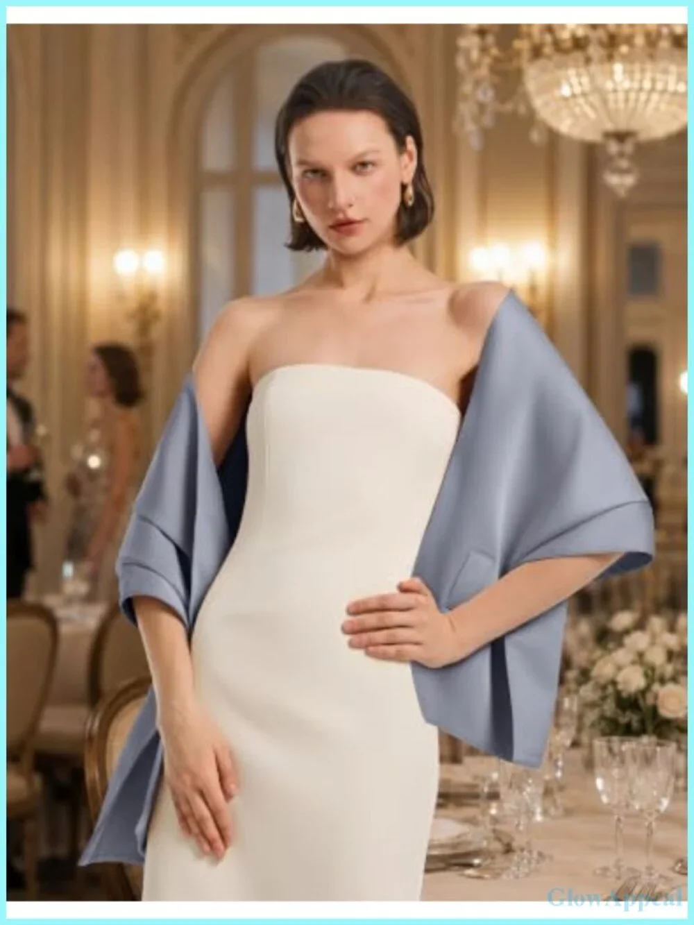 Women's Silky Satin Shawl Wrap with Pull-Through Keyhole for Formal Events